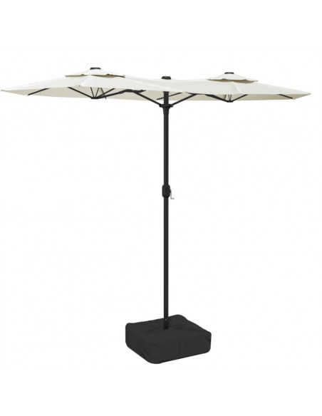 Ombrellone a Doppia Testa con LED Bianco Sabbia 316x240 cm