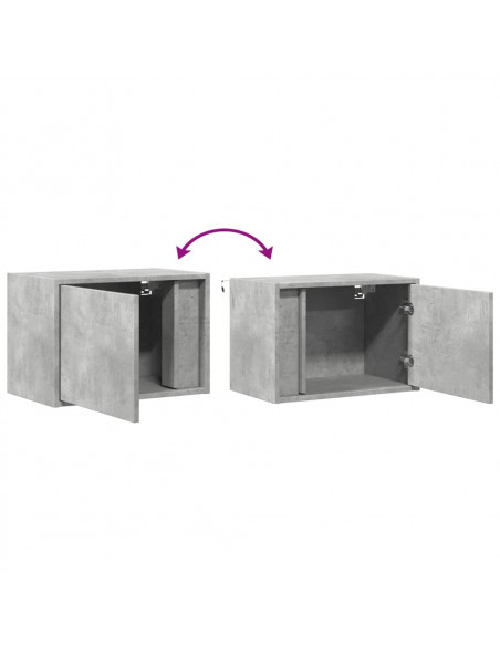 Comodino a Parete con Luci LED Grigio Cemento
