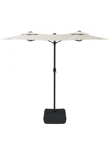 Ombrellone a Doppia Testa con LED Bianco Sabbia 316x240 cm