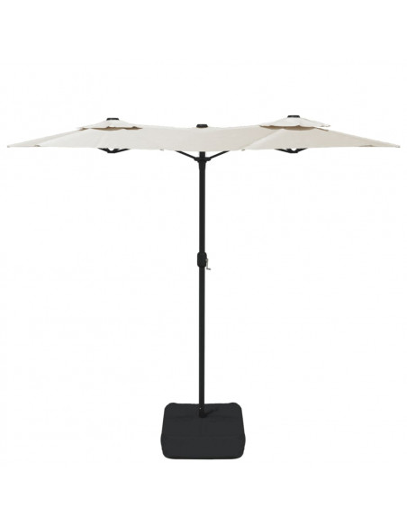 Ombrellone a Doppia Testa con LED Bianco Sabbia 316x240 cm