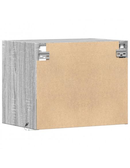 Comodino a Parete con luci LED Grigio Sonoma