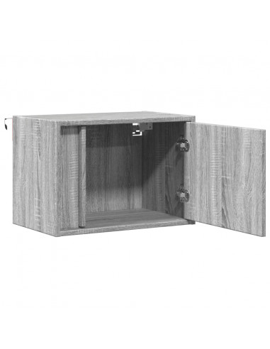 Comodino a Parete con luci LED Grigio Sonoma