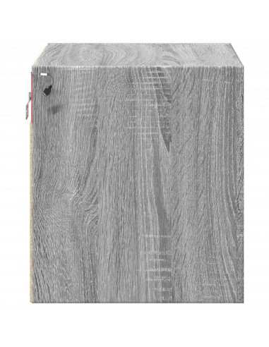 Comodino a Parete con luci LED Grigio Sonoma