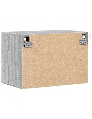 Comodino a Parete con luci LED Grigio Sonoma