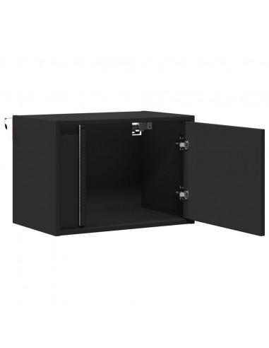 Comodino a Parete con Luci LED Nero