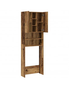 Mobile per Lavatrice Legno Antico 64x25,5x190 cm 2