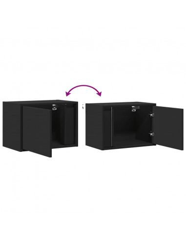 Comodino a Parete con Luci LED Nero