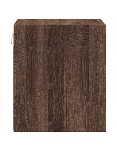 Comodino a Parete con luci LED Rovere Marrone