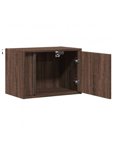 Comodino a Parete con luci LED Rovere Marrone