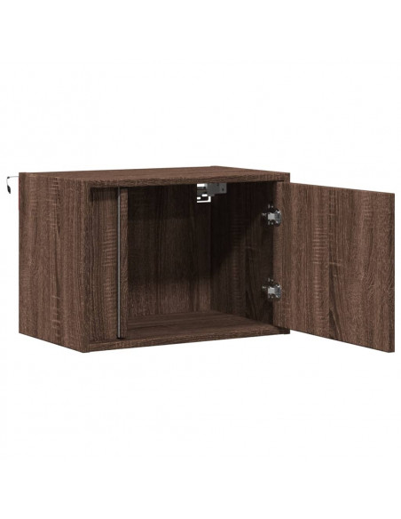 Comodino a Parete con luci LED Rovere Marrone