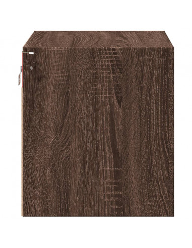 Comodino a Parete con luci LED Rovere Marrone