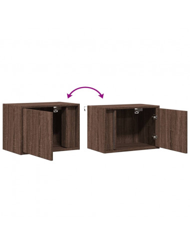 Comodino a Parete con luci LED Rovere Marrone