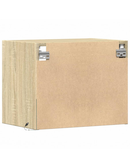 Comodino a Parete con luci LED Rovere Sonoma