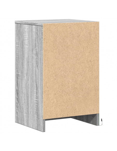 Comodino con Luci LED Grigio Sonoma in Legno Multistrato