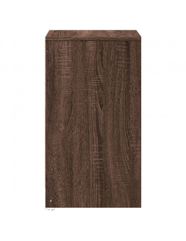 Comodino con Luci LED Rovere Marrone in Legno Multistrato