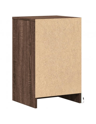 Comodino con Luci LED Rovere Marrone in Legno Multistrato