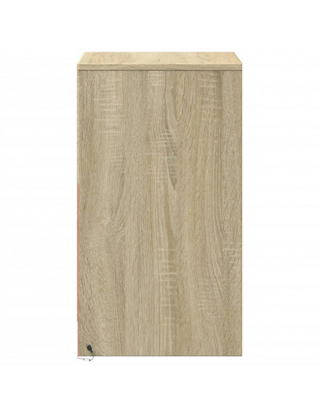 Comodino con Luci LED Rovere Sonoma in Legno Multistrato