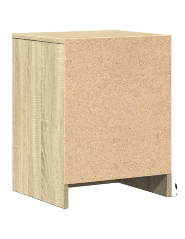 Comodino con Luci LED Rovere Sonoma in Legno Multistrato