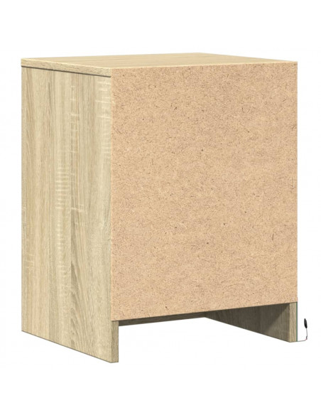 Comodino con Luci LED Rovere Sonoma in Legno Multistrato