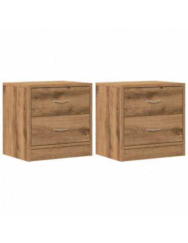 Comodini 2pz Rovere Artigianale 40x30x40 cm in Truciolato