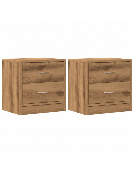 Comodini 2pz Rovere Artigianale 40x30x40 cm in Truciolato