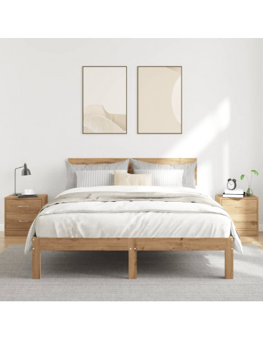 Comodini 2pz Rovere Artigianale 40x30x40 cm in Truciolato