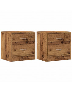 Comodini Legno Antico 2 pz 40x30x40 cm in Legno Multistrato 2