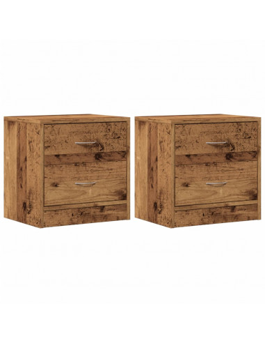 Comodini Legno Antico 2 pz 40x30x40 cm in Legno Multistrato