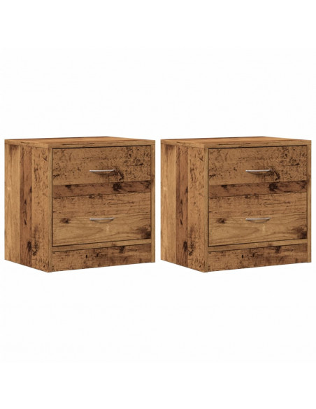 Comodini Legno Antico 2 pz 40x30x40 cm in Legno Multistrato
