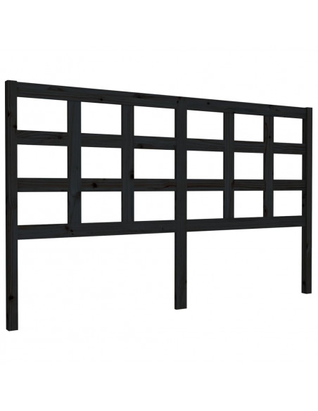 Testiera Letto Nera 165,5x4x100 cm in Legno Massello di Pino