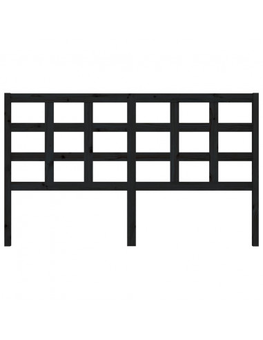 Testiera Letto Nera 165,5x4x100 cm in Legno Massello di Pino