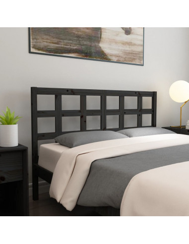 Testiera Letto Nera 165,5x4x100 cm in Legno Massello di Pino