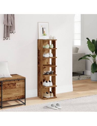 Scarpiera Legno Antico 28x27x102 cm in Legno Multistrato