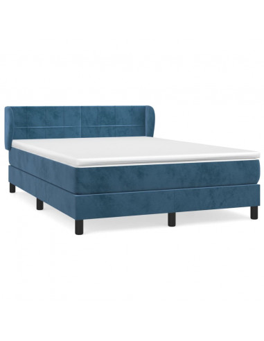 Giroletto a Molle con Materasso Blu Scuro 140x200 cm in Velluto