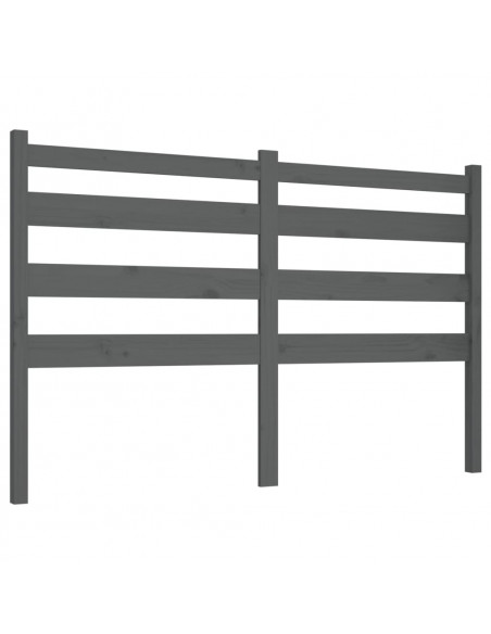 Testiera per Letto Grigia 141x4x100cm in Legno Massello di Pino