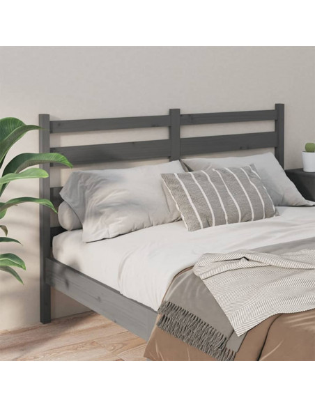 Testiera per Letto Grigia 141x4x100cm in Legno Massello di Pino