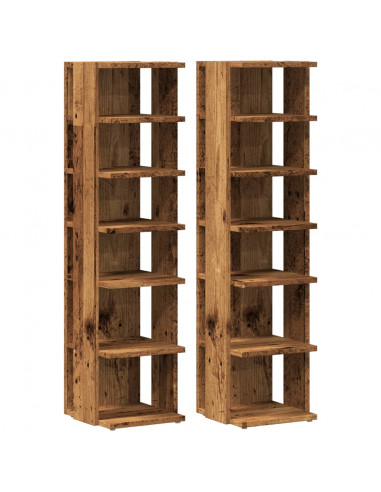 Scarpiere 2 pz Legno Antico 28x27x102 cm in Legno Multistrato