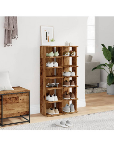 Scarpiere 2 pz Legno Antico 28x27x102 cm in Legno Multistrato