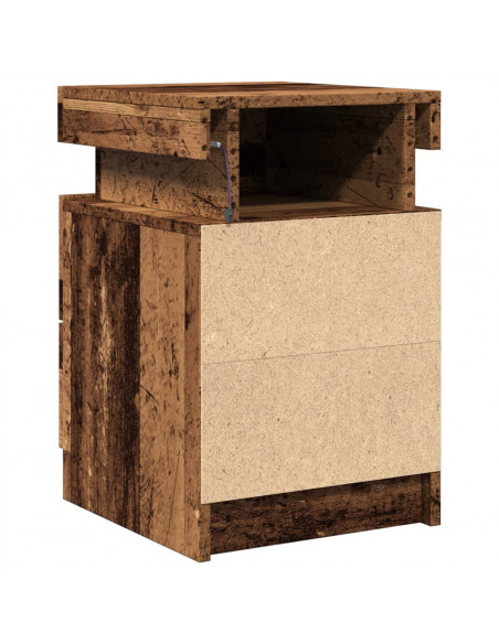 Comodini con LED 2 pz Legno Antico 35x39x55 cm in Truciolato