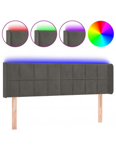 Testiera a LED Grigio Scuro 147x16x78/88 cm in Velluto 2