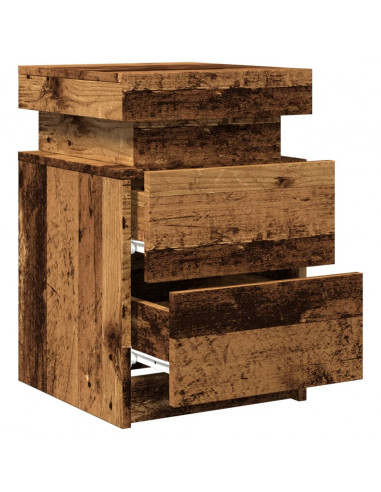Comodini con LED 2 pz Legno Antico 35x39x55 cm in Truciolato
