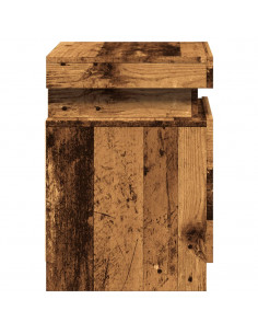 Comodino con LED Legno Antico 35x39x55 cm in Truciolato 2