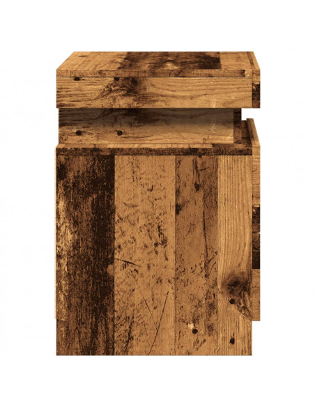 Comodino con LED Legno Antico 35x39x55 cm in Truciolato