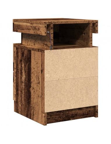 Comodino con LED Legno Antico 35x39x55 cm in Truciolato