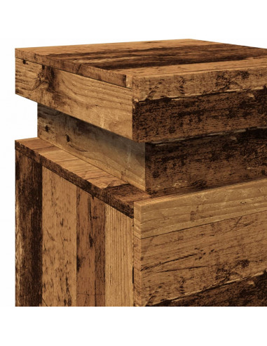 Comodino con LED Legno Antico 35x39x55 cm in Truciolato