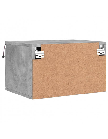 Comodino a Parete con Luci LED Grigio Cemento