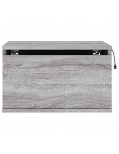 Comodino a Parete con luci LED Grigio Sonoma 2