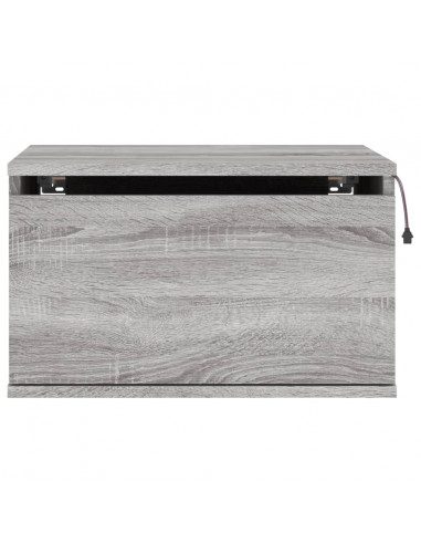 Comodino a Parete con luci LED Grigio Sonoma