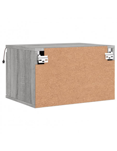 Comodino a Parete con luci LED Grigio Sonoma