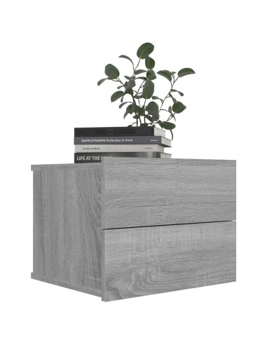 Comodino Grigio Sonoma 40x30x30 cm in Legno Multistrato